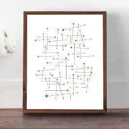 Funky Linjer och Dots Retro Poster