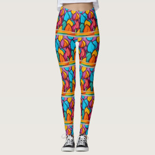 Funky ljusa och roliga yogabyrxor lång längd leggings