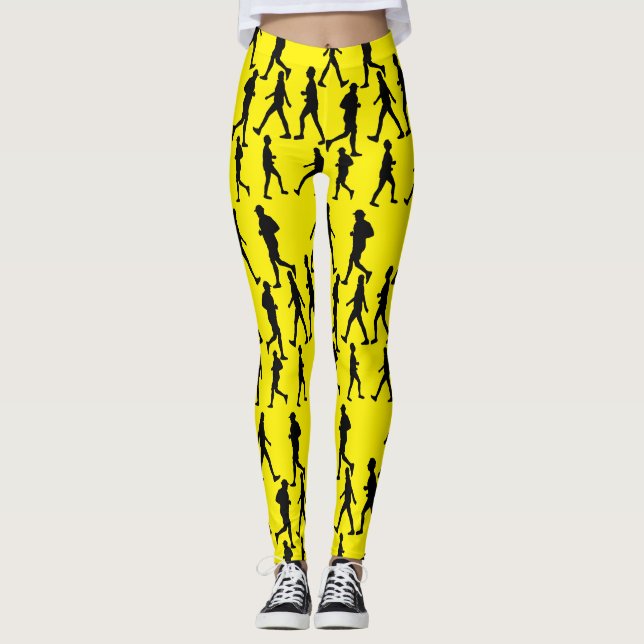 Funky löpning jogging människor silhuetter Legging (Framsida)
