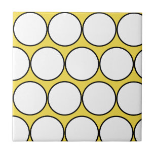 Funky Lycklig White Black Circles Polka Dot Kakelplatta