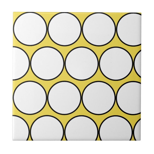 Funky Lycklig White Black Circles Polka Dot Kakelplatta (Framsidan)