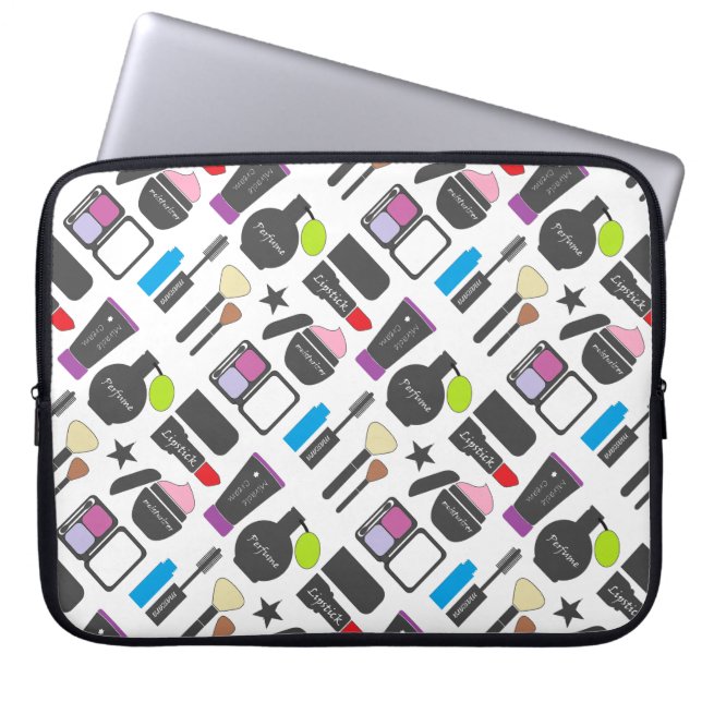 Funky Makeup Cosmetics Collage Mönster Laptop Fodral (Framsidan)