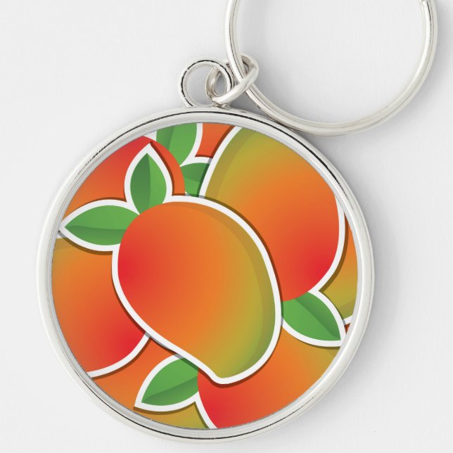 Funky mango rund silverfärgad nyckelring (Framsidan)