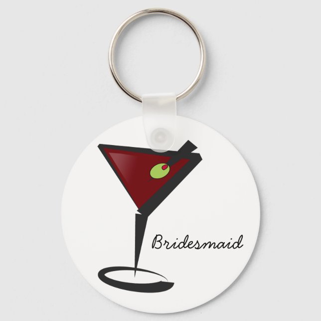 Funky martini Roligt Bridesmaid Favors Nyckelring (Framsida)