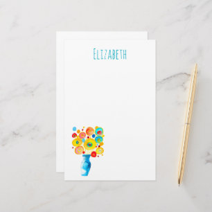 Funky med vibrerande blommor illustration brevpapper