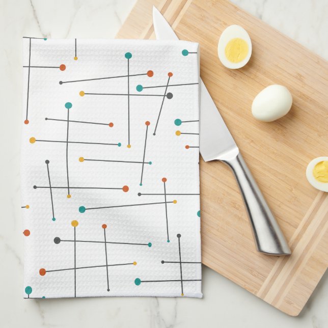 Funky Mid Centres Linjer och Dots Mönster Kökshandduk (Vikt i Fjärdedel)