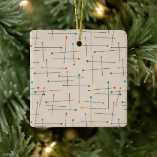 Funky Mid Century Linjer Mönster Retro-jul Julgransprydnad Keramik