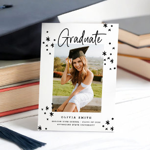 Funky Modern Black & White Studenten-meddelande Inbjudningar