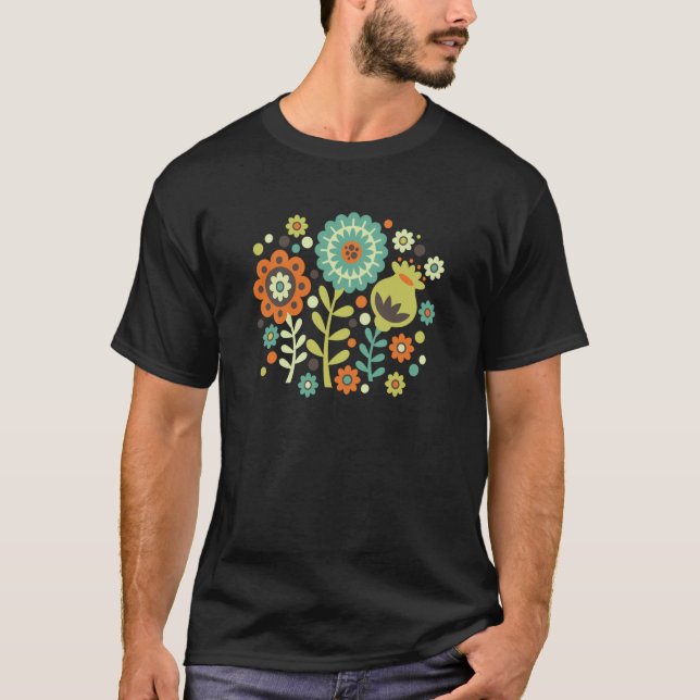 Funky Modern Graphic Floral T Shirt (Framsida)