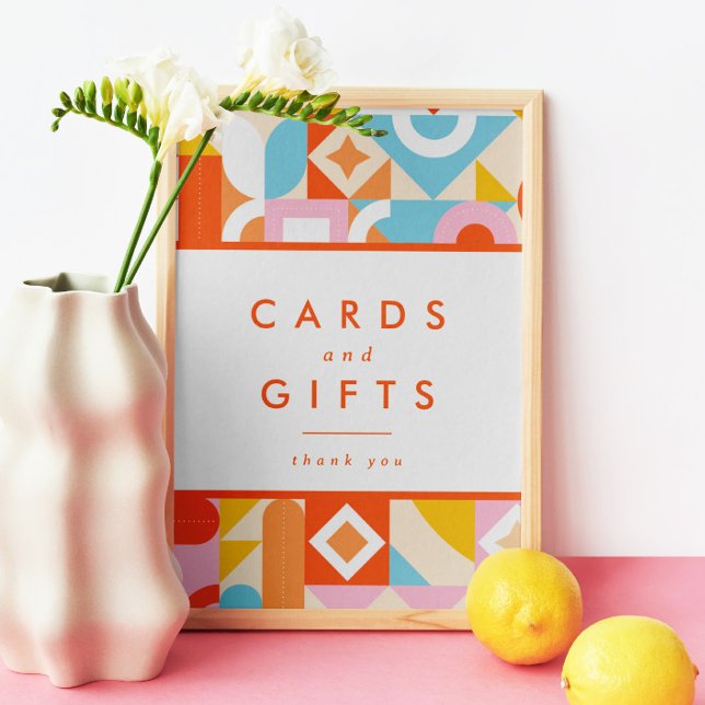 Funky Modern Orange Babyvykort och presentkort Fototryck (Skapare uppladdad)