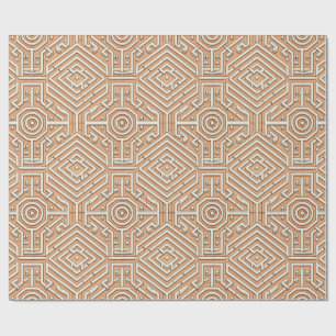 Funky Modern Orange Geometric Futuresque mönstrad Presentpapper