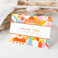 Funky Modern Orange Tiny Human Shindig Baby Shower