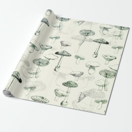 Funky Modern Retro Sage Grönt-svampar Presentpapper