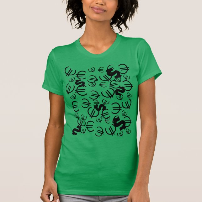 Funky Money Euro DollarPattern Top T-Shirt (Framsida)