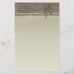 Funky Monogram Taupe Stationery Brevpapper