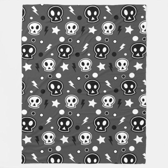 Funky mönster med mörk skull fleecefilt (Framsidan)