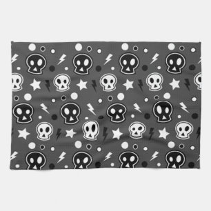 Funky Mörk Skull Mönster Kökshandduk