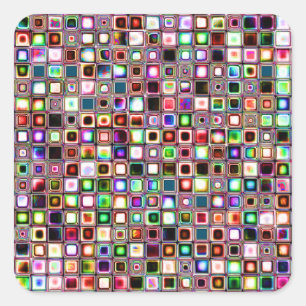 Funky Mosaic Tiles Mönster med judiska toner Fyrkantigt Klistermärke