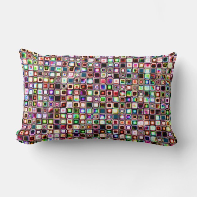 Funky Mosaic Tiles Mönster med judiska toner Lumbarkudde (Framsida)