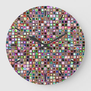 Funky Mosaic Tiles Mönster med judiska toner Stor Klocka