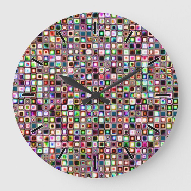 Funky Mosaic Tiles Mönster med judiska toner Stor Klocka (Framsida)