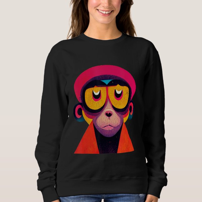 Funky Munky Hipster Monkey T Shirt (Framsida)
