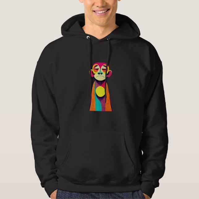 Funky Munky Monkey Monk Design Premium Hoodie (Framsida)