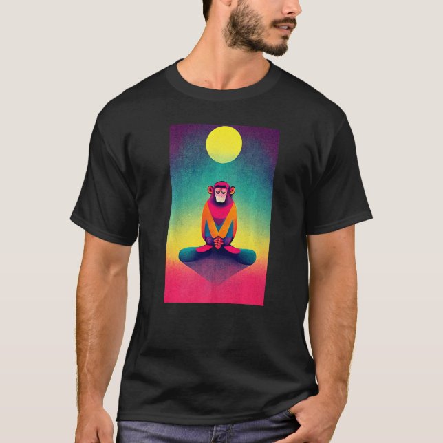 Funky Munky Serene Meditating Monkey Design Premiu T Shirt (Framsida)