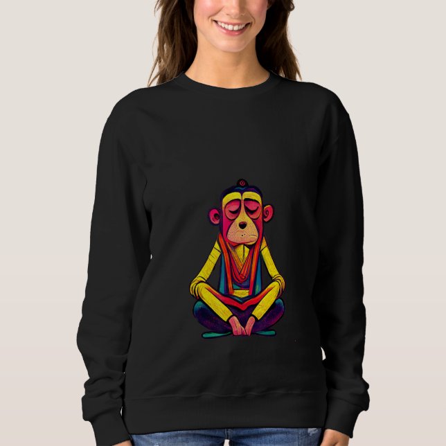 Funky Munky Tibetan Lama Monkey Design T Shirt (Framsida)