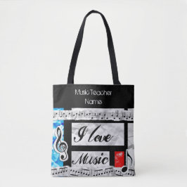 Funky Music Teacher Tote Personlig Tygkasse