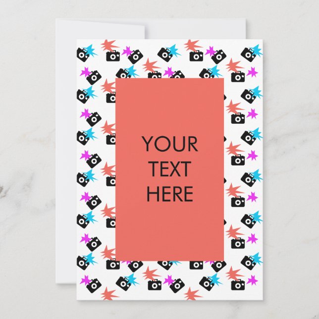 Funky Neon Flash Burst Camera Mönster Blank Card Julkort (Framsida)