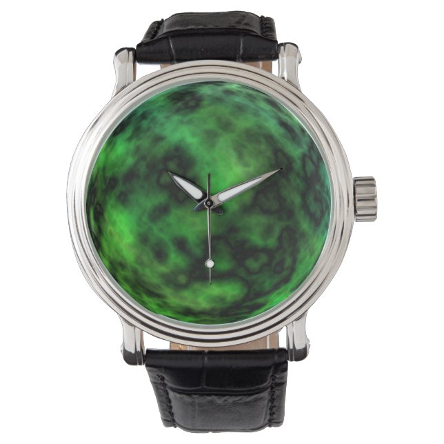 Funky Neon Grönt Emerald Halloween Abstrakt Armbandsur (Framsida)