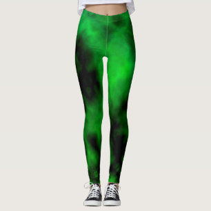 Funky Neon Grönt Emerald Halloween Abstrakt Leggings