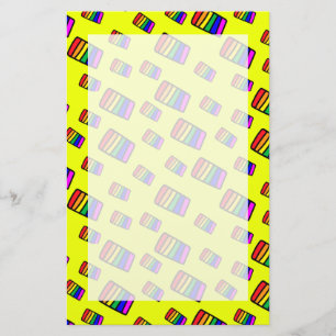 Funky Neon Rainbow Block Mönster Brevpapper