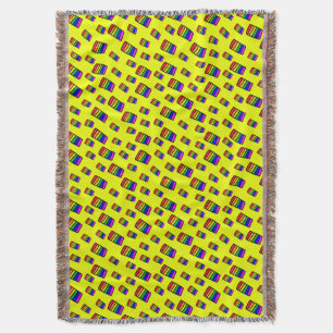 Funky Neon Rainbow Block Mönster Filt