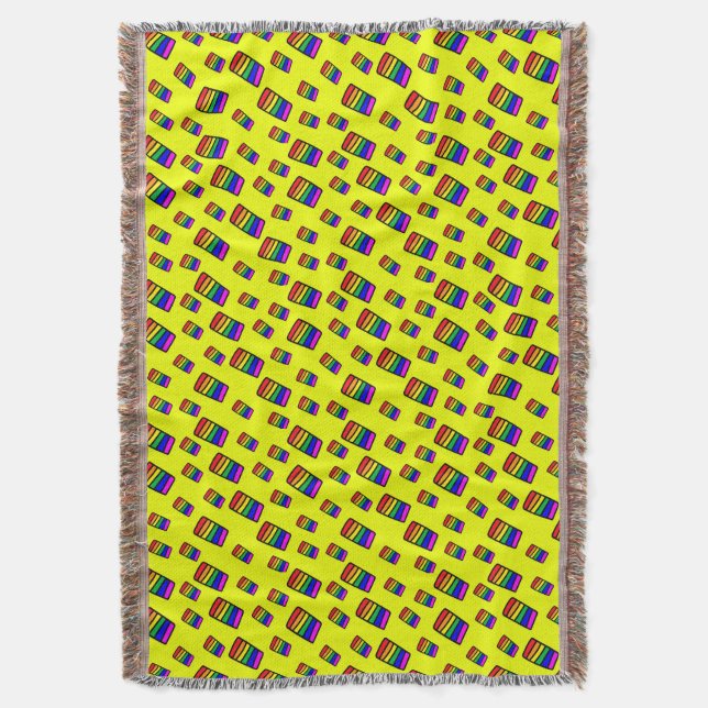 Funky Neon Rainbow Block Mönster Filt (Framsidan Vertikal)