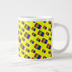 Funky Neon Rainbow Block Mönster Jumbo Mugg