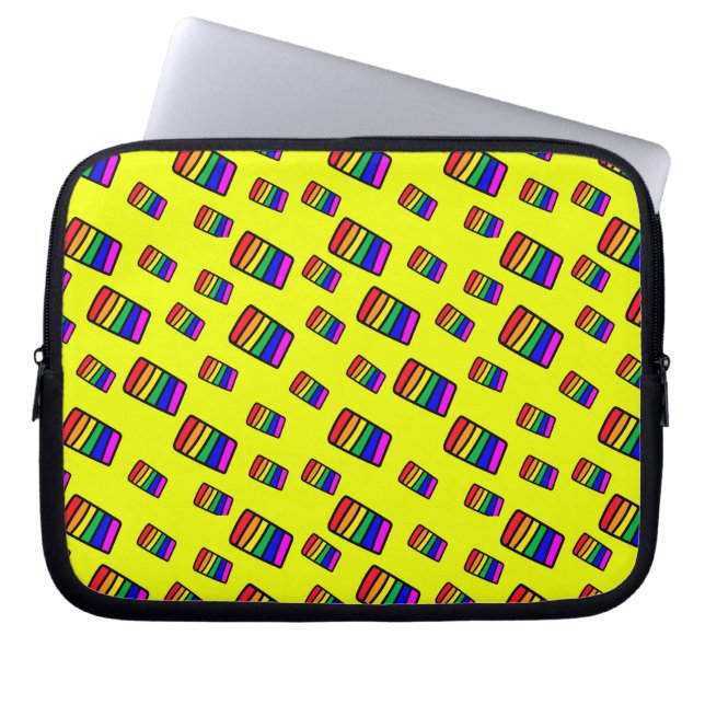 Funky Neon Rainbow Block Mönster Laptop Fodral (Framsidan)