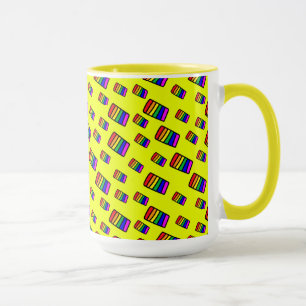Funky Neon Rainbow Block Mönster Mugg