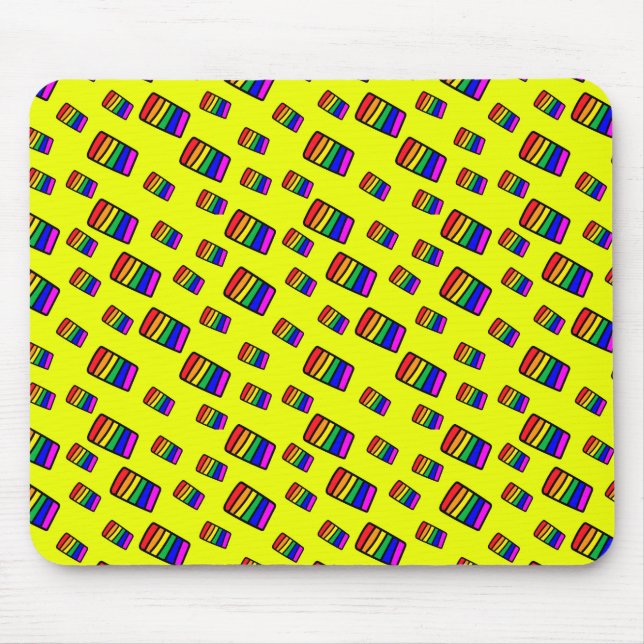 Funky Neon Rainbow Block Mönster Musmatta (Framsidan)