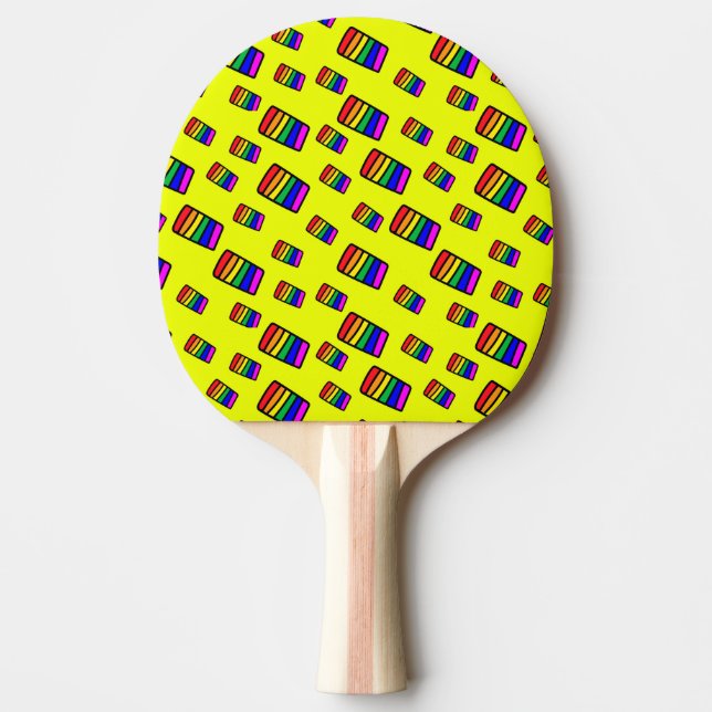 Funky Neon Rainbow Block Mönster Pingisracket (Framsidan)