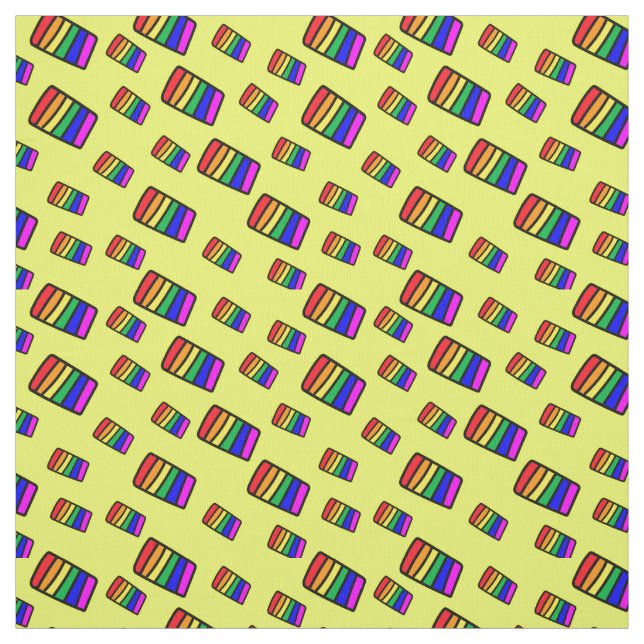Funky Neon Rainbow Block Mönster Tyg (Provkarta)