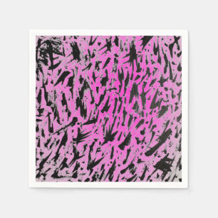Funky Neon Rosa och svart utskrift Pappersservett