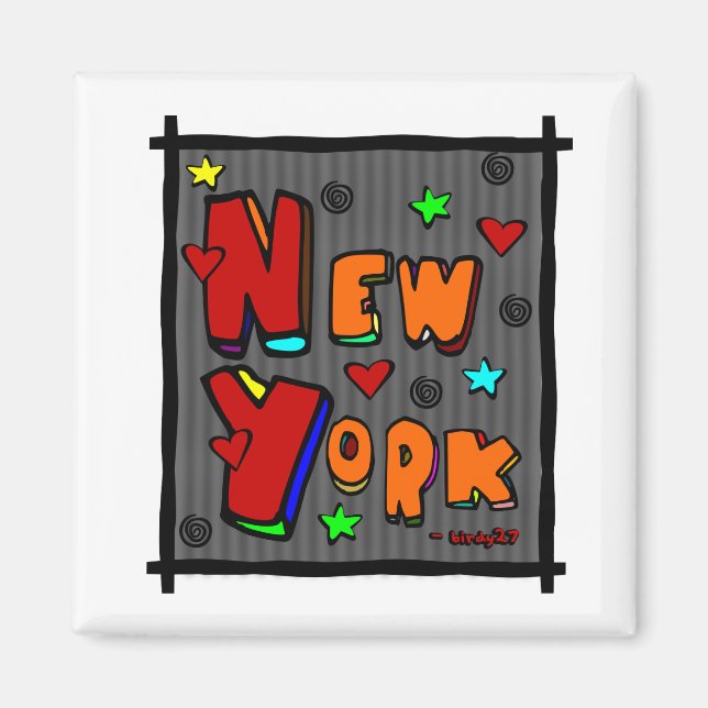 Funky New York, Art i Ram, Multi-Färg Magnet (Framsidan)