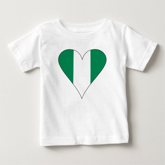 Funky Nigerianska Hjärtflagga Tee (Framsida)