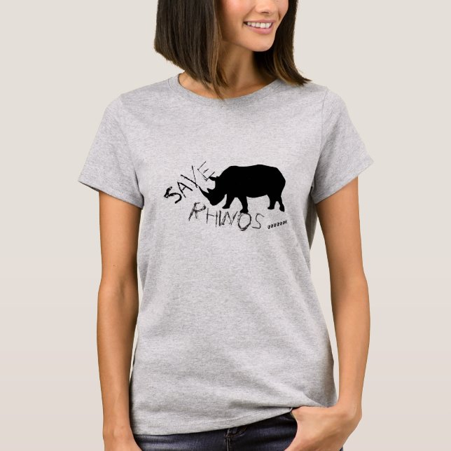 Funky och Snyggt Spara Rhinos T-Shirt Top (Framsida)