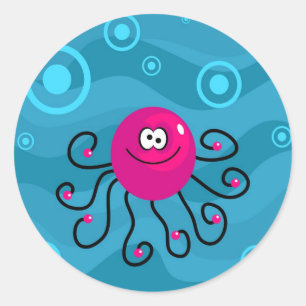 Funky Octopus Runt Klistermärke