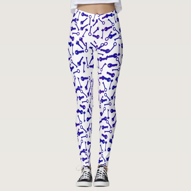 Funky Olika Nyckelformade Mönster Leggings (Framsida)