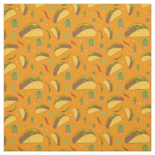 Funky Orange Mexican Food Tacos and Chillies Print Tyg
