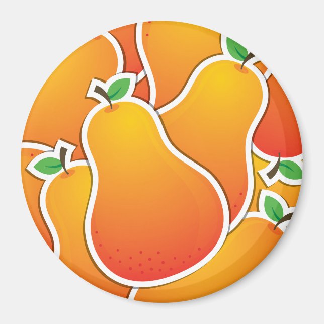 Funky orange päron magnet (Framsidan)